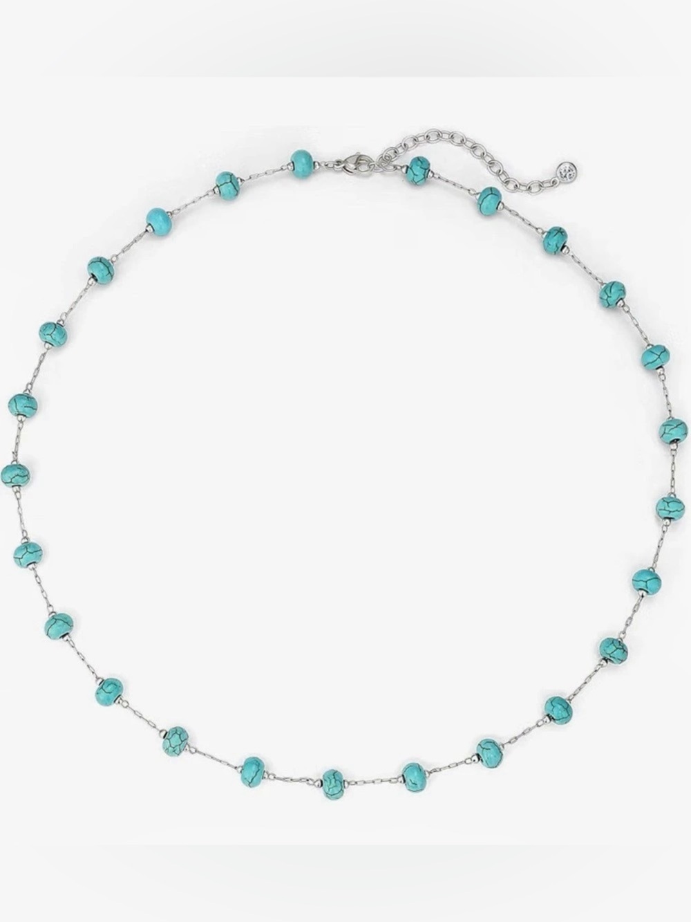 NWT Created Turquoise Beaded Choker Necklace
14K Gold Or Silver Plated Brass, 15
